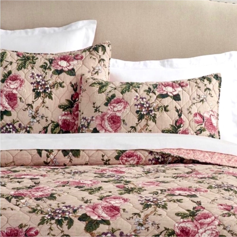 Pottery Barn Adelise Standard Pillow Sham Reversible Cotton Linen New With Tag